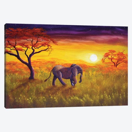 Elephant In Purple Twilight Canvas Print #LAI35} by Laura Iverson Canvas Wall Art