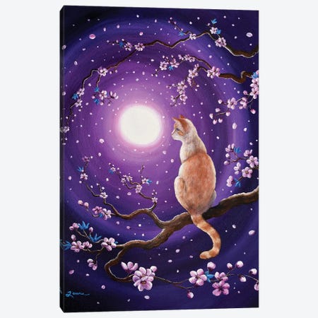 Flame Point Siamese Cat In Dancing Cherry Blossoms Canvas Print #LAI39} by Laura Iverson Canvas Print