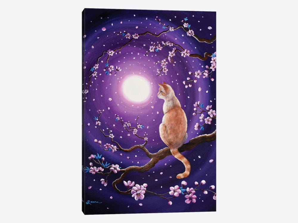 Flame Point Siamese Cat In Dancing Cherry Blossoms by Laura Iverson 1-piece Canvas Wall Art