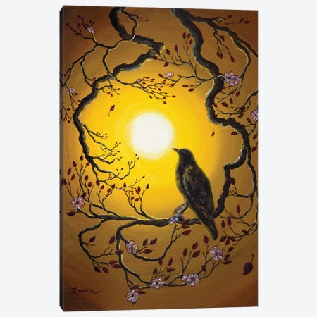 A Raven Remembers Spring Canvas Print #LAI3} by Laura Iverson Canvas Art Print