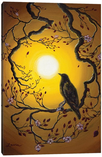 A Raven Remembers Spring Canvas Art Print - Laura Iverson