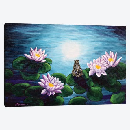 Frog In A Moonlit Pond Canvas Print #LAI40} by Laura Iverson Canvas Art