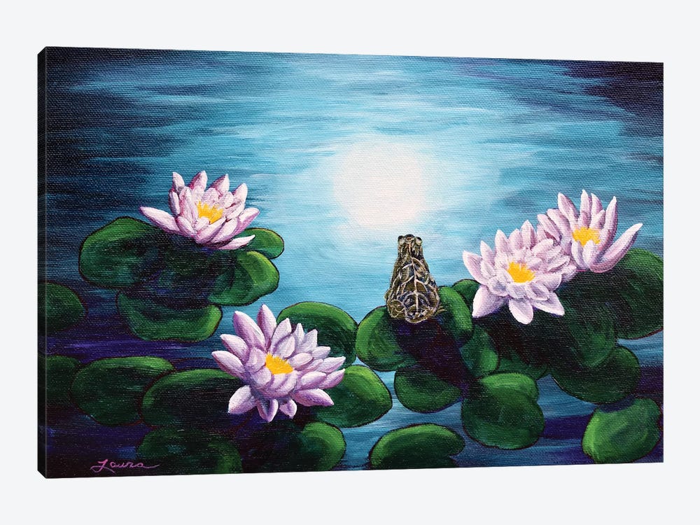 Frog In A Moonlit Pond by Laura Iverson 1-piece Canvas Art
