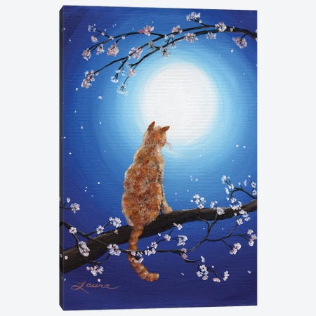 Ginger Cat In Blue Moonlight Canvas Print #LAI42} by Laura Iverson Canvas Artwork