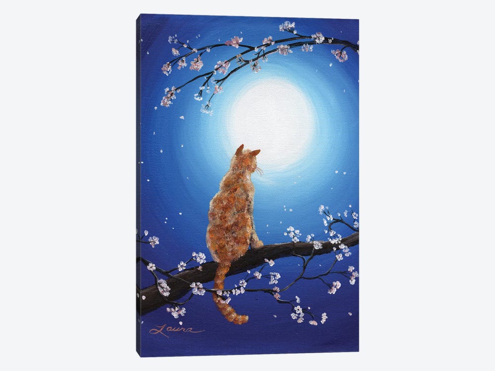 Ginger Cat In Blue Moonlight by Laura Iverson 1-piece Canvas Wall Art