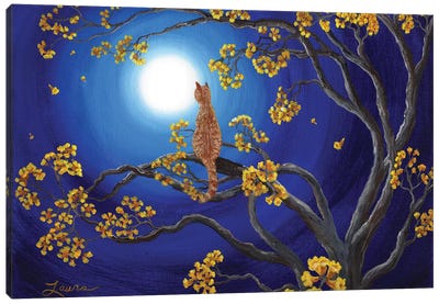 Golden Flowers In Moonlight Canvas Art Print - Laura Iverson