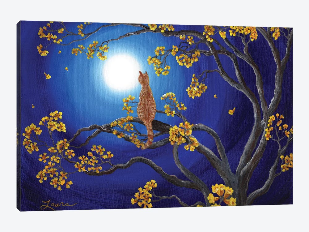 Golden Flowers In Moonlight by Laura Iverson 1-piece Canvas Wall Art