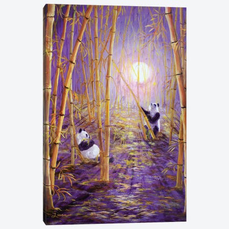 Harvest Moon Pandas Canvas Print #LAI45} by Laura Iverson Art Print