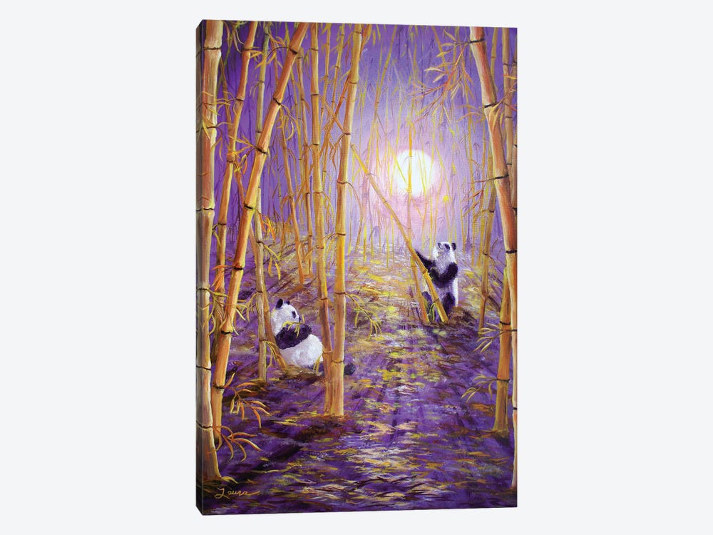 Harvest Moon Pandas by Laura Iverson 1-piece Canvas Print