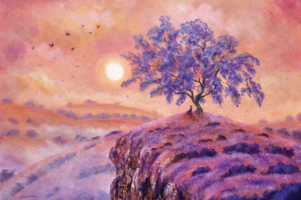 Zen Décor: Meditating Under A Jacaranda Tree by Laura Iverson