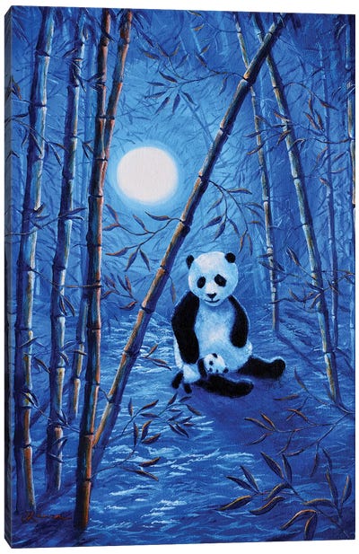 Midnight Lullaby In A Bamboo Forest Canvas Art Print - Bamboo Art