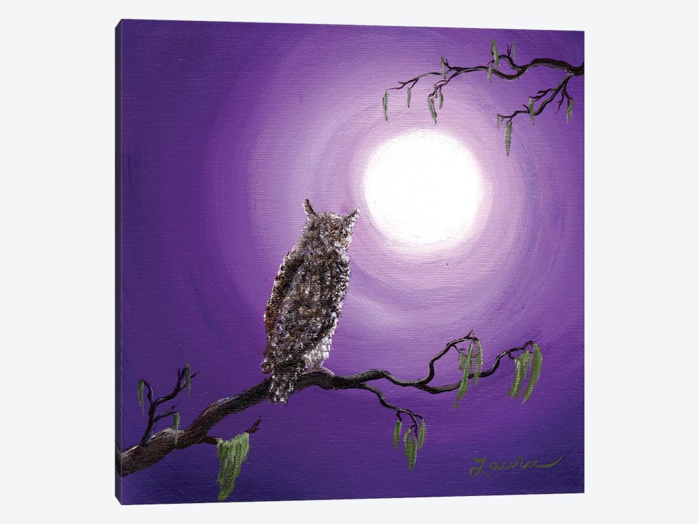 Owl On Mossy Branch by Laura Iverson 1-piece Canvas Art Print