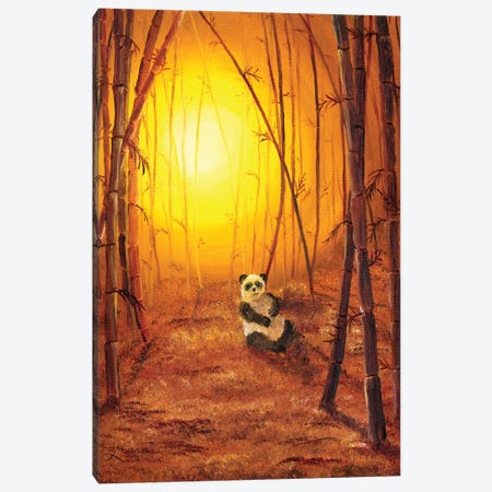 Panda In Golden Glow Canvas Print #LAI66} by Laura Iverson Canvas Print