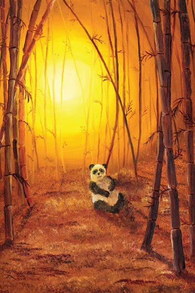 Pandas: Panda In Golden Glow by Laura Iverson