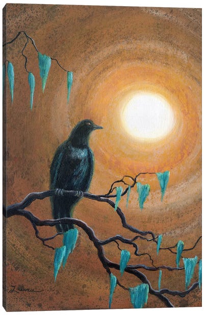 Raven In Dark Autumn Canvas Art Print - Raven Art