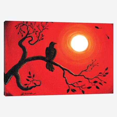 Raven In Red Canvas Print #LAI72} by Laura Iverson Canvas Print