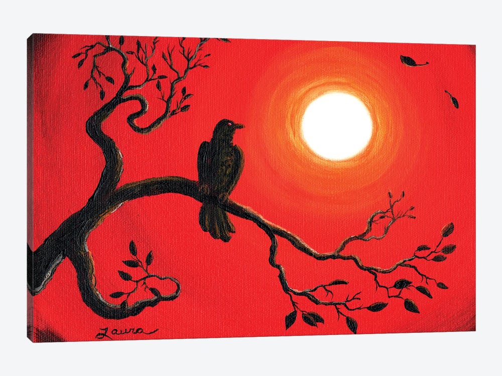 Raven In Red by Laura Iverson 1-piece Canvas Print