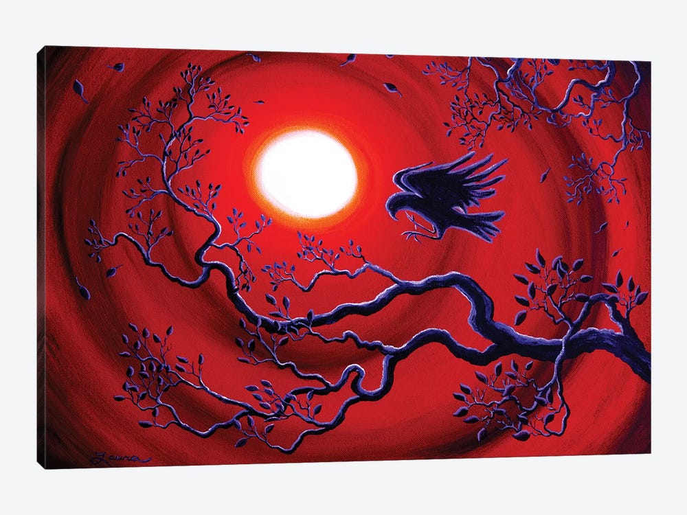 Raven In Ruby Red by Laura Iverson 1-piece Canvas Wall Art
