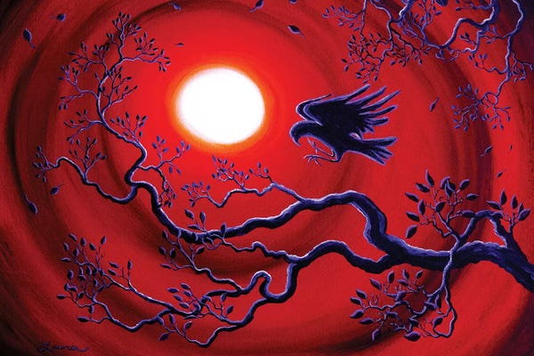 Goth Art: Raven In Ruby Red by Laura Iverson