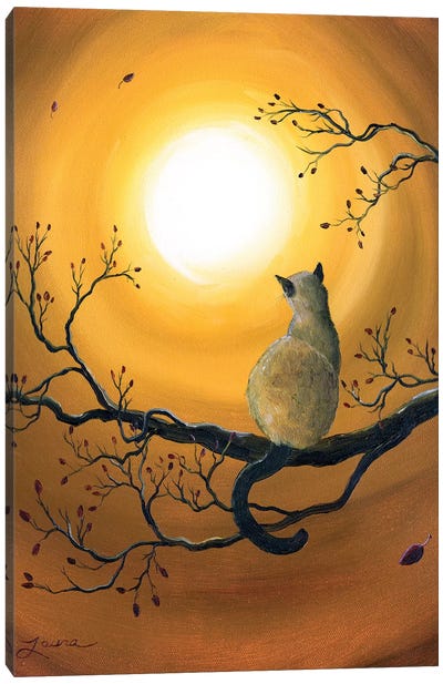 Siamese Cat In Autumn Glow Canvas Art Print - Laura Iverson
