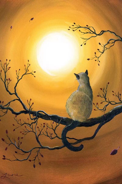 Laura Iverson: Siamese Cat In Autumn Glow by Laura Iverson
