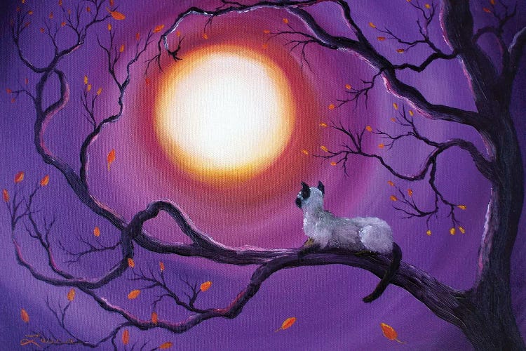 Siamese Cat In Purple Moonlight