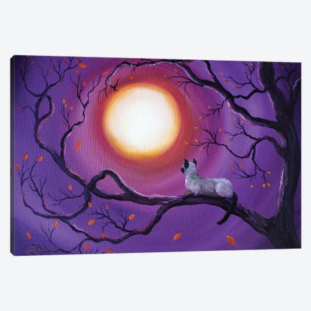Siamese Cat In Purple Moonlight Canvas Print #LAI81} by Laura Iverson Canvas Art