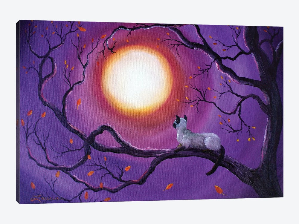 Siamese Cat In Purple Moonlight by Laura Iverson 1-piece Art Print