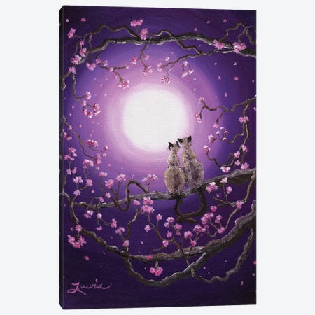 Siamese Cats In Pink Blossoms Canvas Print #LAI84} by Laura Iverson Canvas Art Print