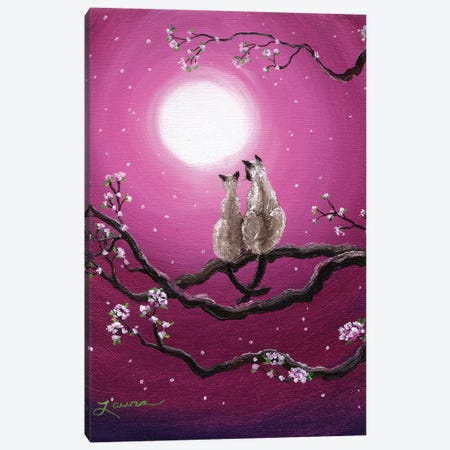 Siamese Cats In Spring Blossoms Canvas Print #LAI85} by Laura Iverson Canvas Art Print