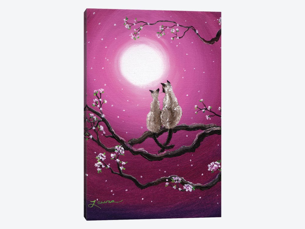 Siamese Cats In Spring Blossoms by Laura Iverson 1-piece Canvas Art Print