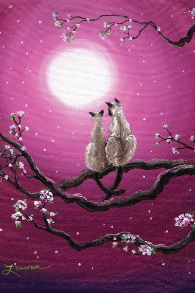 Siamese: Siamese Cats In Spring Blossoms by Laura Iverson