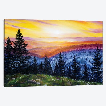 Sunset Over The Hills At Cape Perpetua Canvas Print #LAI95} by Laura Iverson Canvas Art