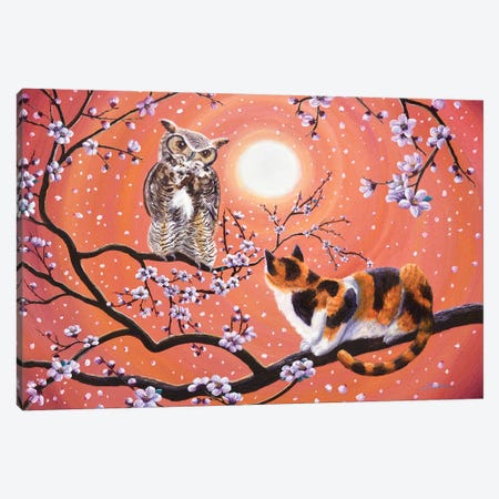 The Owl And The Pussycat In Peach Blossoms Canvas Print #LAI99} by Laura Iverson Canvas Art Print
