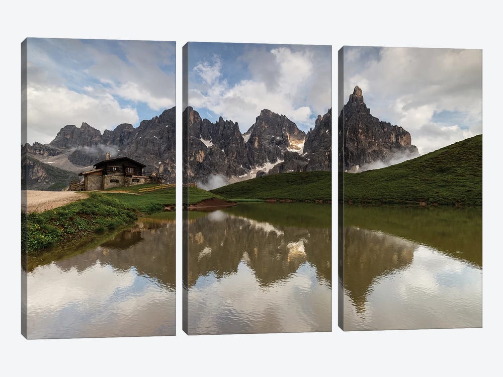 Italy, Alps, Dolomites, Mountains, Passo Rolle - Rifugio Baita Segantini II by Mikolaj Gospodarek 3-piece Canvas Print