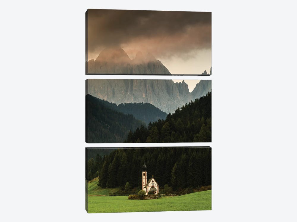 Italy, Alps, Dolomites, Val di Funes. Villnößtal. St. Johann in Ranui I by Mikolaj Gospodarek 3-piece Canvas Art Print