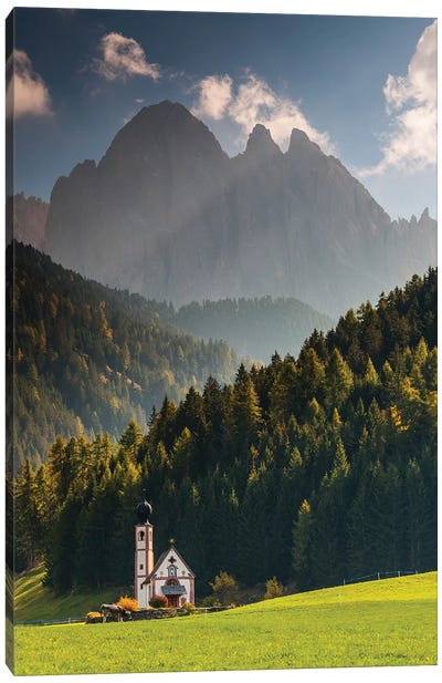 Italy, Alps, Dolomites, Val di Funes. Villnößtal. St. Johann in Ranui III Canvas Art Print - Mikolaj Gospodarek