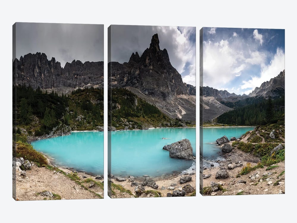 Europe, Italy, Alps, Mountains, Lago Di Sorapiss With Dito Di Dio by Mikolaj Gospodarek 3-piece Art Print