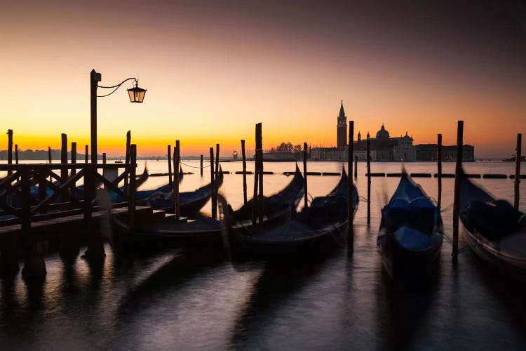 Italy, Venice, Sunrise, Gondolas - Canvas Artwork | Mikolaj Gospodarek