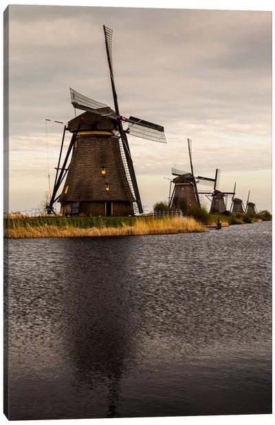 Netherlands, Kinderdijk, Windmills Canvas Art Print - Watermill & Windmill Art