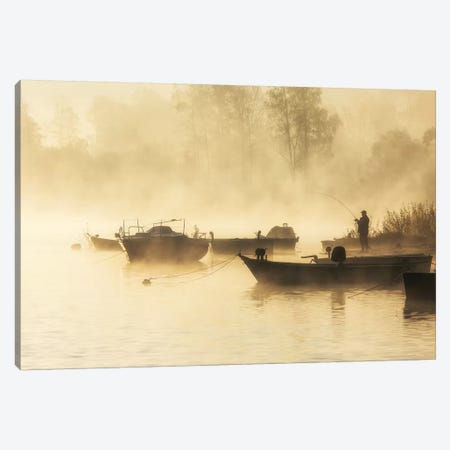 Sunrise - Lake - Angler - Poland Canvas Print #LAJ436} by Mikolaj Gospodarek Canvas Art