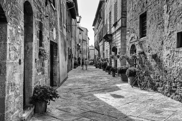 Large Black & White Art - Canvas Prints: Pienza In Tuscany - Italy by Mikolaj Gospodarek