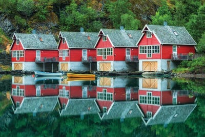 Fishermen's Cottages In Flåm, Aurlandsfjorden, Norway by Mikolaj Gospodarek canvas print