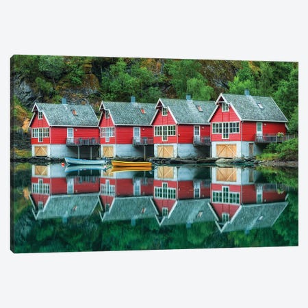 Fishermen's Cottages In Flåm, Aurlandsfjorden, Norway Canvas Print #LAJ490} by Mikolaj Gospodarek Canvas Print