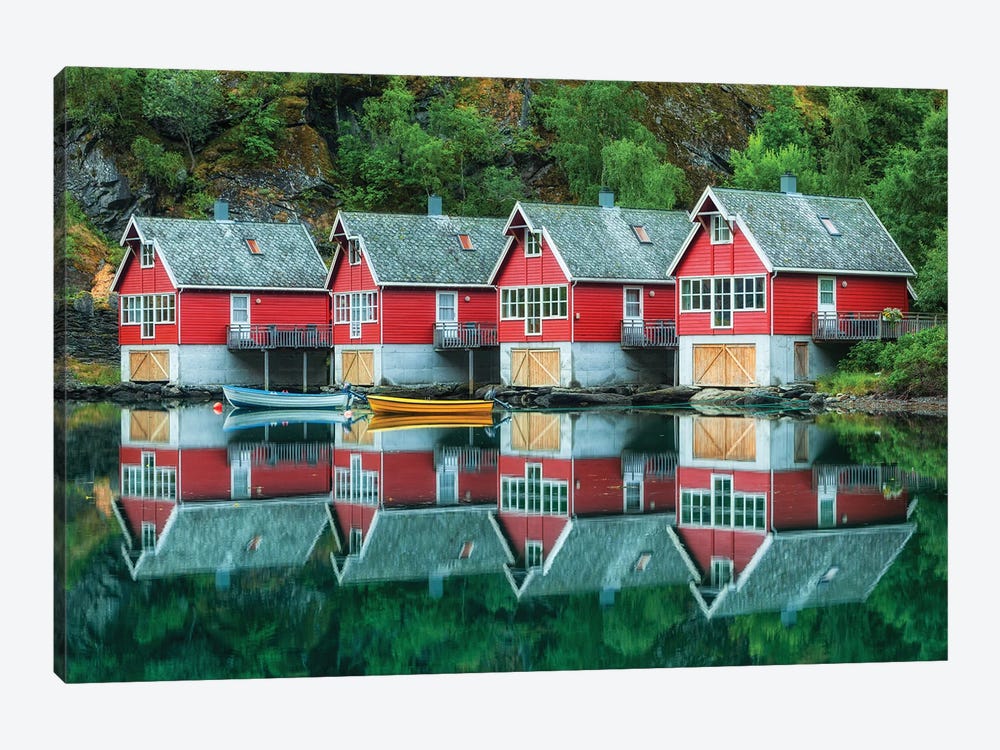 Fishermen's Cottages In Flåm, Aurlandsfjorden, Norway 1-piece Art Print