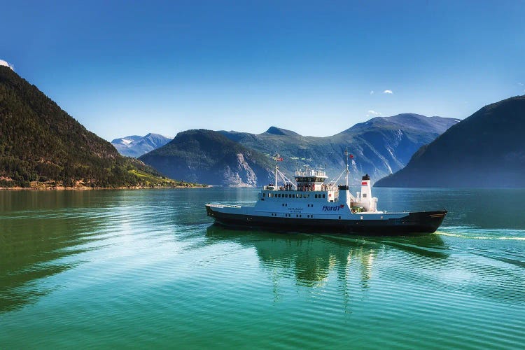 Ferry On The Lake In Norway