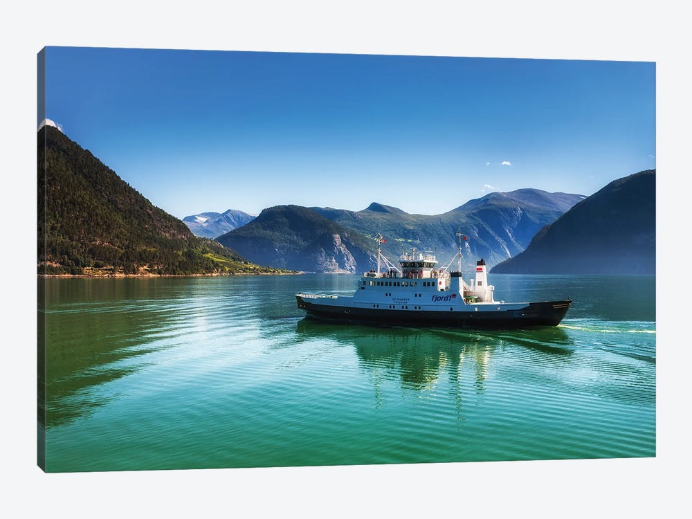 Ferry On The Lake In Norway by Mikolaj Gospodarek 1-piece Canvas Print