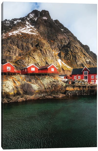 Fishermen's Cabins, Lofoten In Norway Canvas Art Print - Cabins