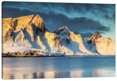 Sunrise In Reine, Lofoten In Norway Canvas Art Print - Lofoten