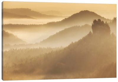 Sunrise In Saxon Switzerland, Germany Canvas Art Print - Switzerland Art